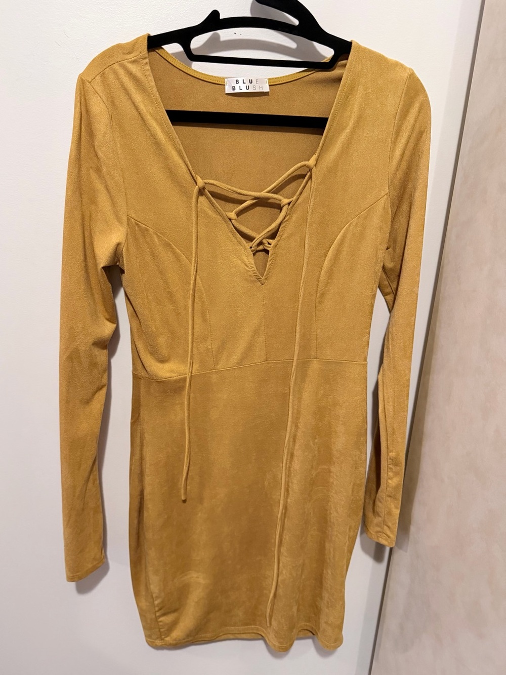 Suede Lace up front dress size S NWOT